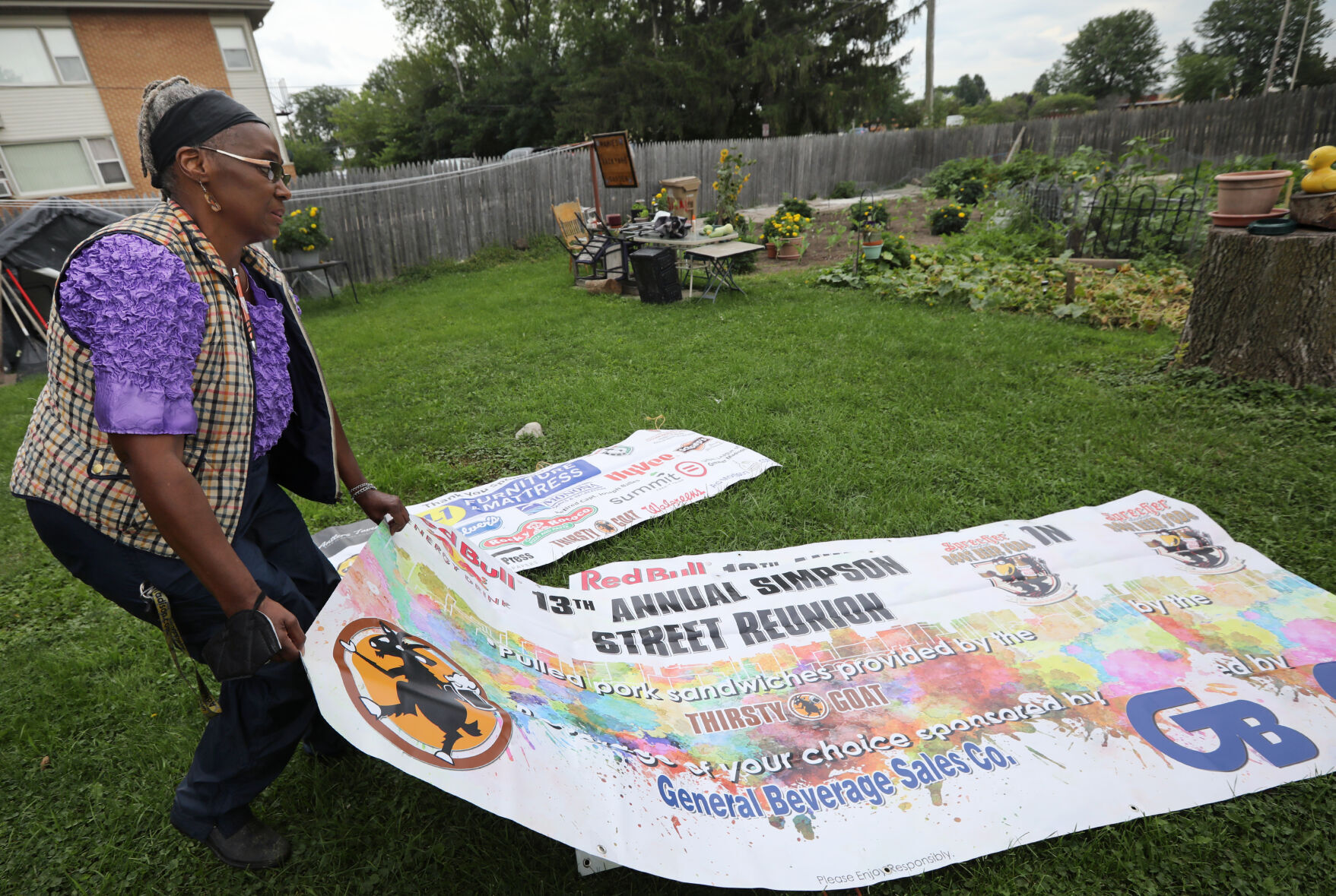 Diane Small with sign